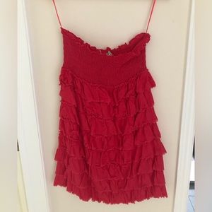Zara 100% cotton layered ruffled pull-on mini dress